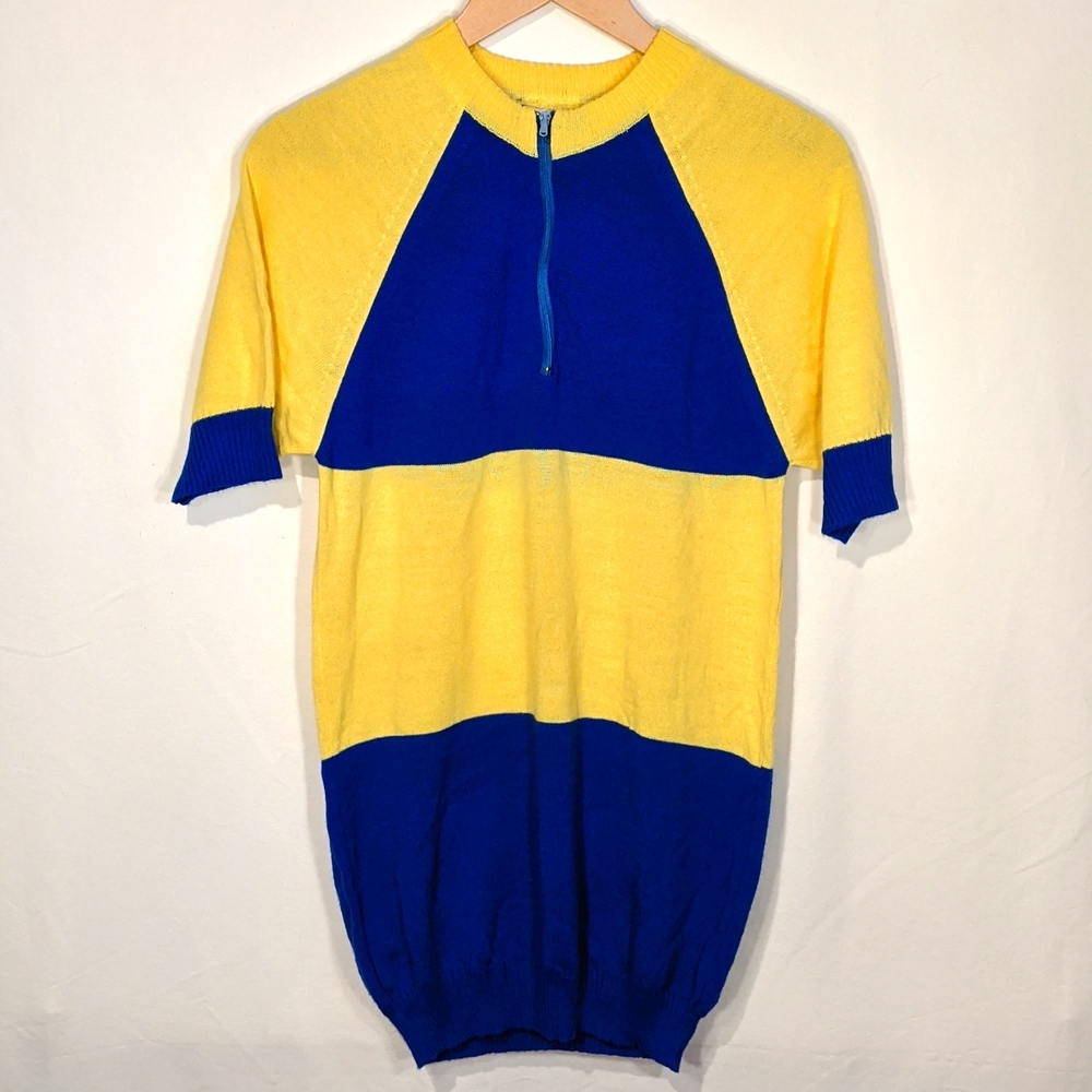 Vintage 70's colour block acrylic cycling jersey